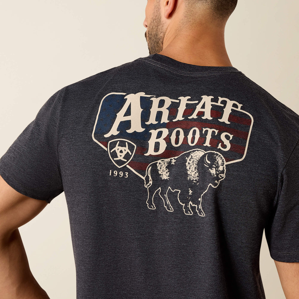 Ariat American Bison Classic Fit T-Shirt Men - CHARCOAL HEATHER