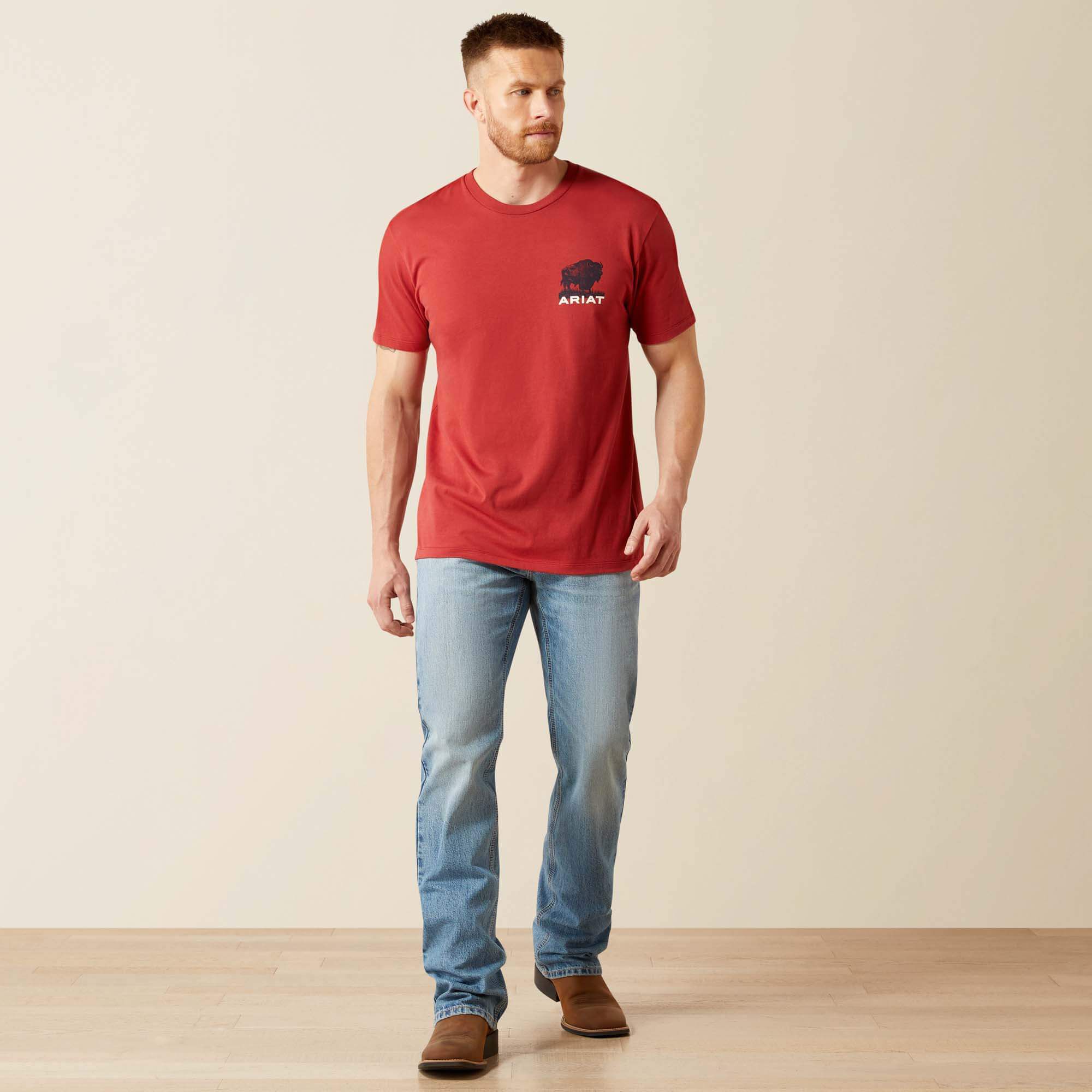 Ariat Buffalo Flag T-Shirt Men - BRICK RED