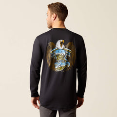 Rebar Workman Chrome Moto Eagle T-Shirt Men - BLACK