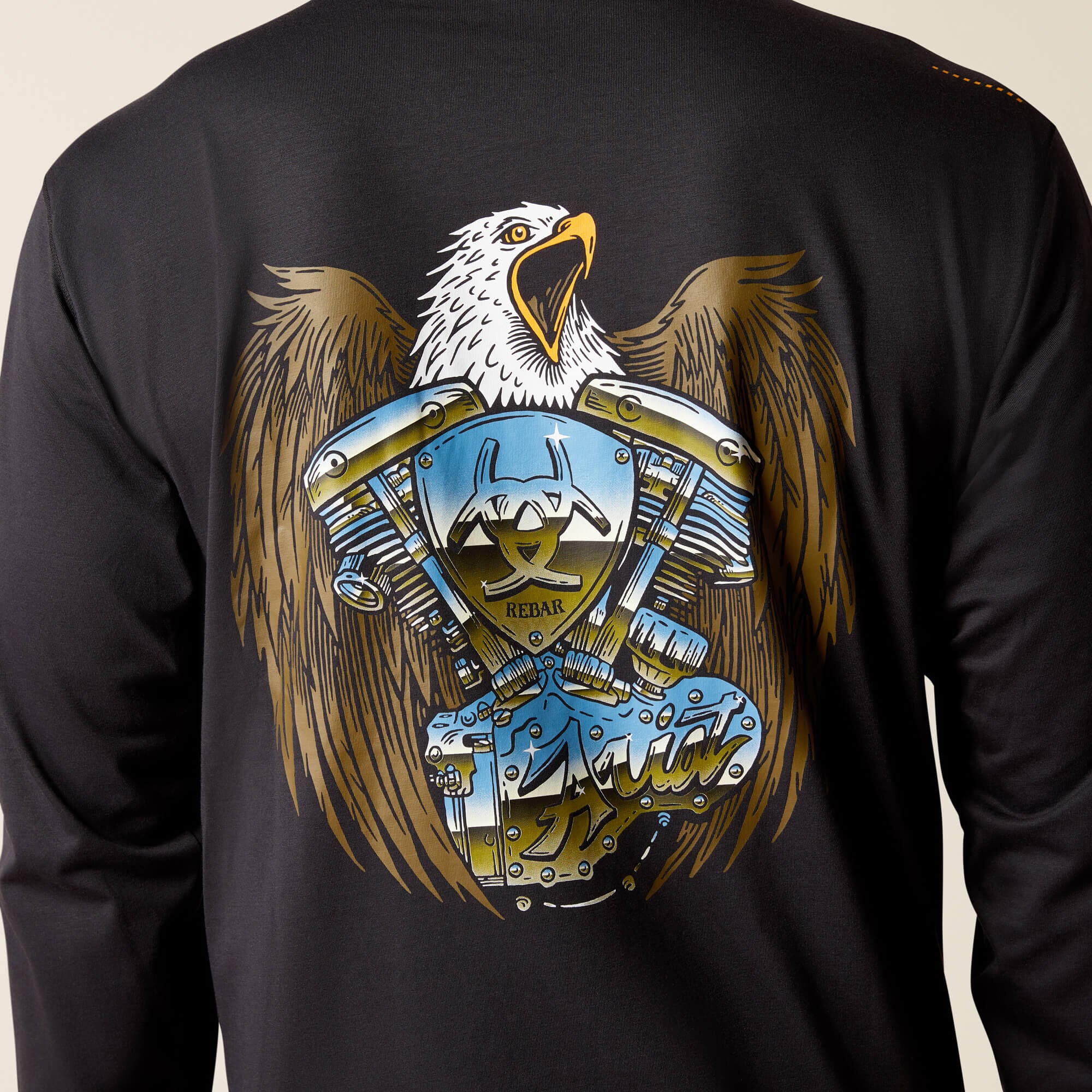 Rebar Workman Chrome Moto Eagle T-Shirt Men - BLACK