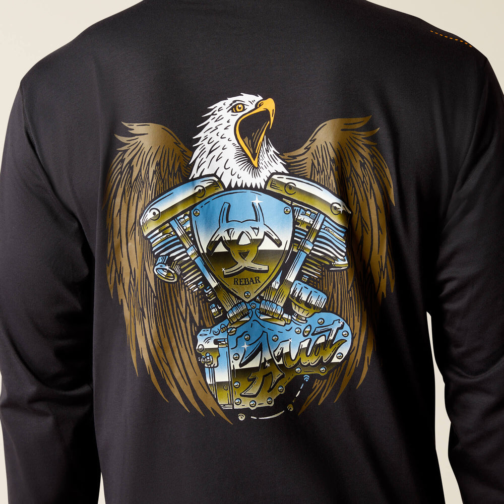 Rebar Workman Chrome Moto Eagle T-Shirt Men - BLACK