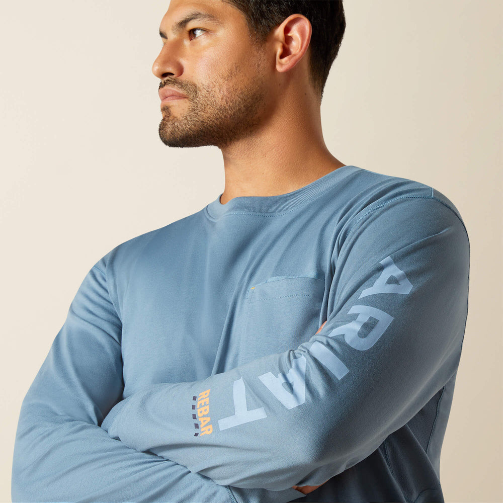 Rebar Workman Logo T-Shirt Men - BLUESTONE/DUSTY BLUE