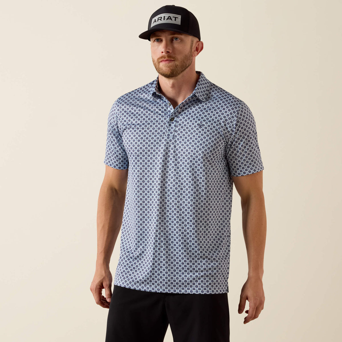 All Over Print Fitted Polo Men - WHITE MEDALLION PRINT