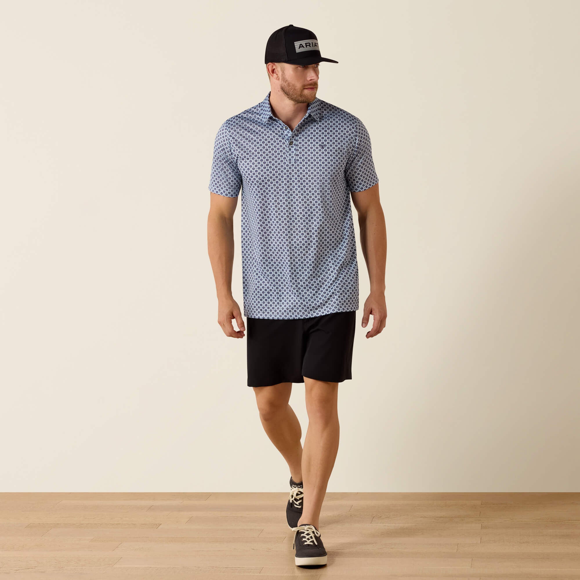 All Over Print Fitted Polo Men - WHITE MEDALLION PRINT