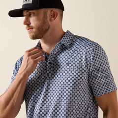 All Over Print Fitted Polo Men - WHITE MEDALLION PRINT