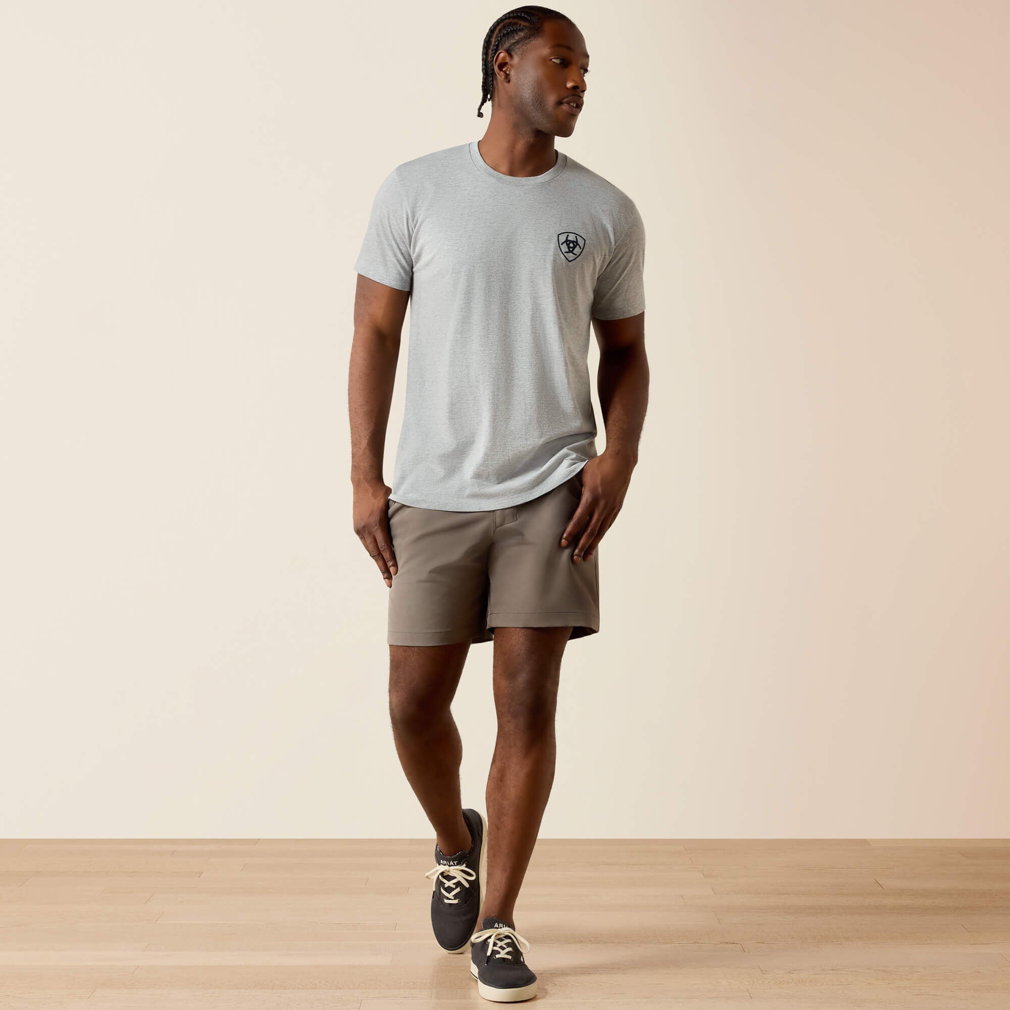 Ariat Banner Badge T-Shirt Men - GREY HEATHER