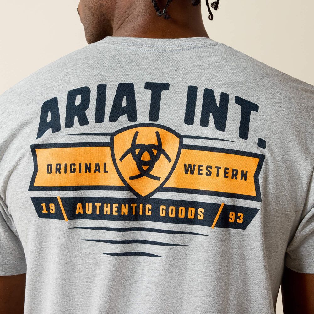 Ariat Banner Badge T-Shirt Men - GREY HEATHER