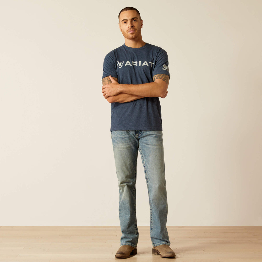 Ariat Shield Flag T-Shirt Men - NAVY HEATHER