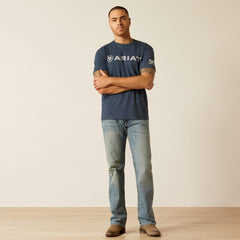 Ariat Shield Flag T-Shirt Men - NAVY HEATHER