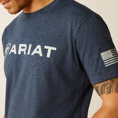 Ariat Shield Flag T-Shirt Men - NAVY HEATHER