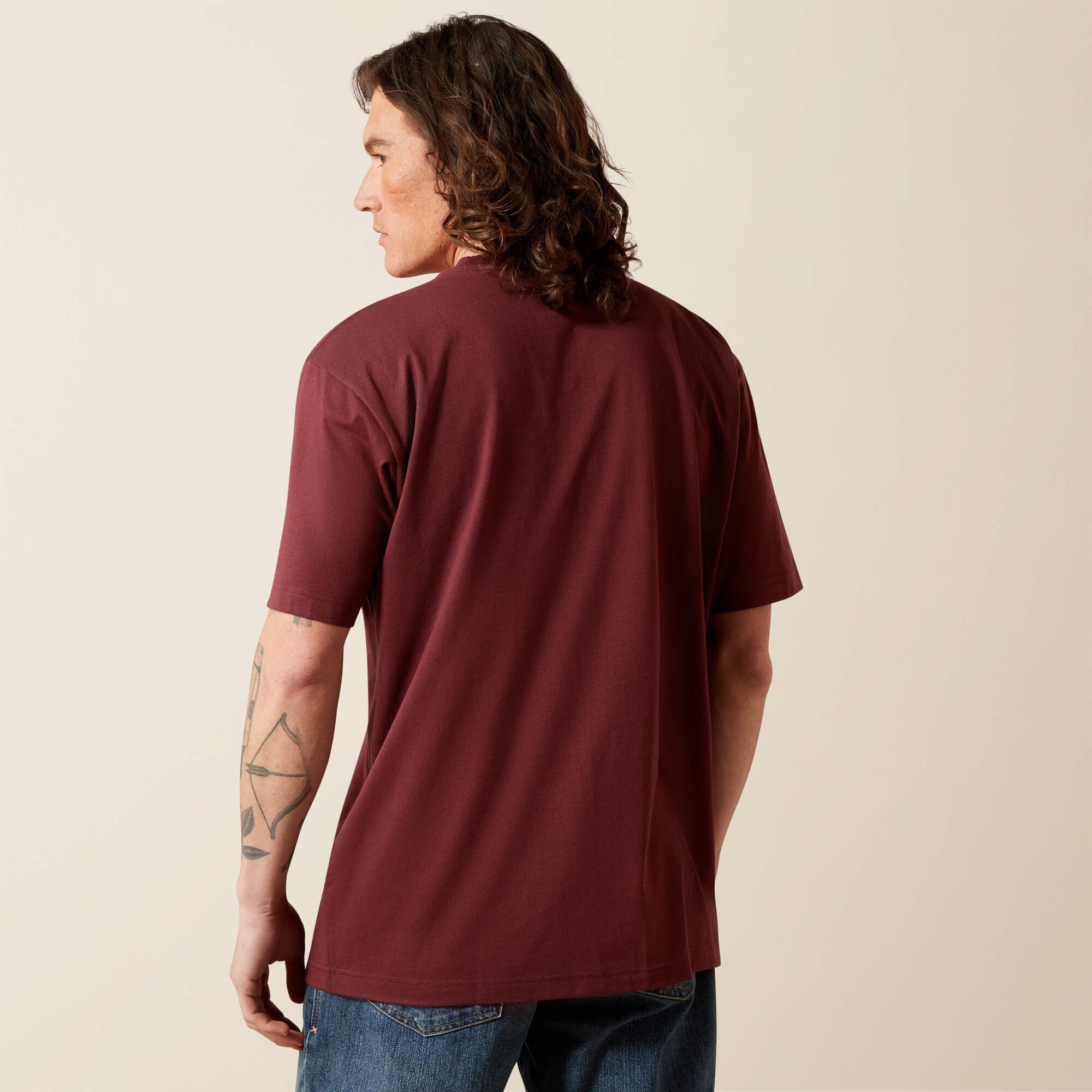 Rebar Cotton Strong Standard Pocket T-Shirt Men - BURGUNDY HEATHER
