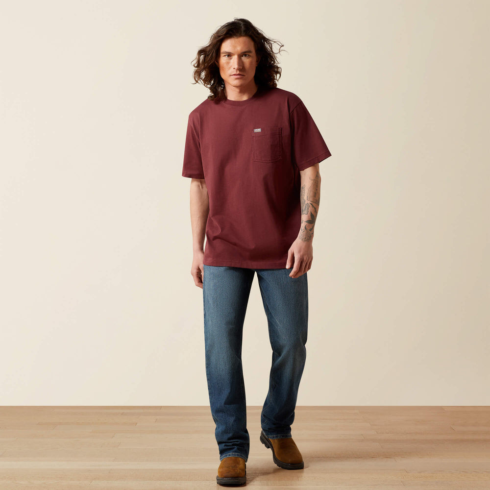 Rebar Cotton Strong Standard Pocket T-Shirt Men - BURGUNDY HEATHER