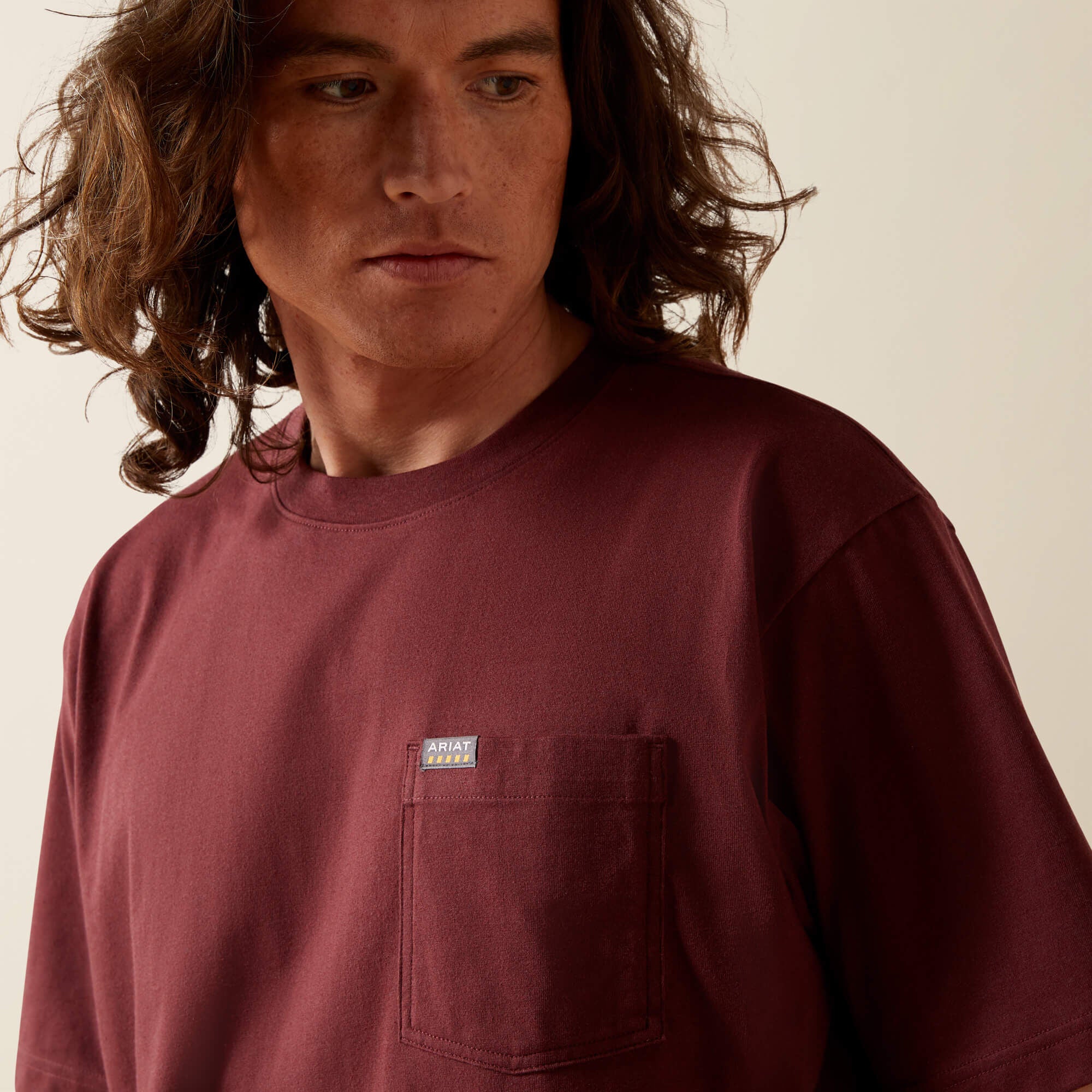 Rebar Cotton Strong Standard Pocket T-Shirt Men - BURGUNDY HEATHER