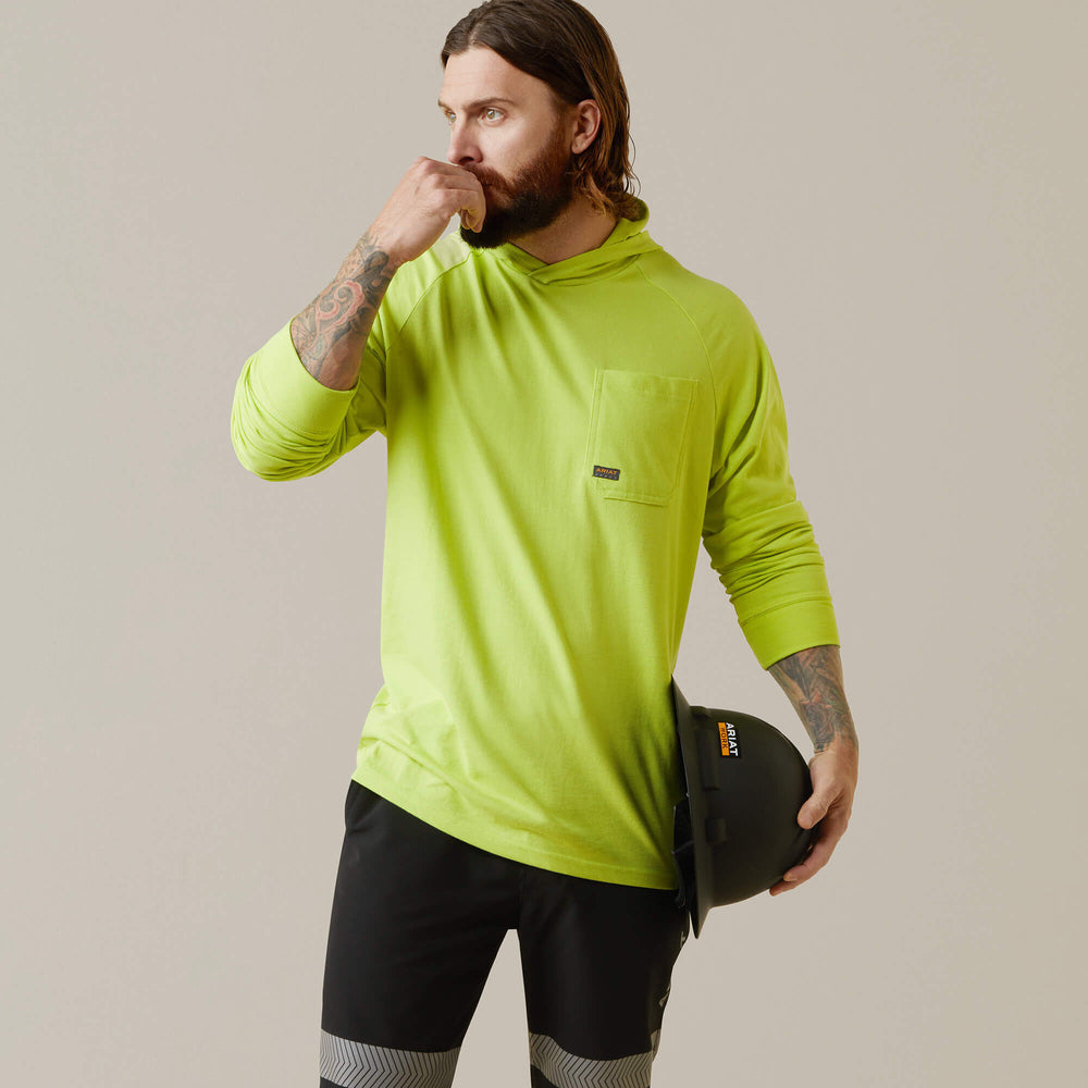 Rebar Cotton Strong Hooded T-Shirt Men - BRIGHT YELLOW