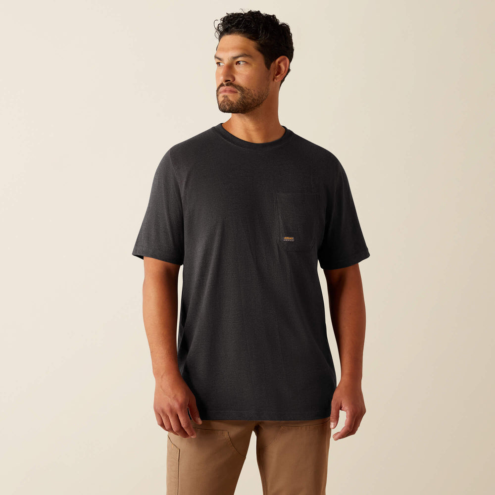 Rebar Cotton Strong Logo T-Shirt Men - CHARCOAL HEATHER N