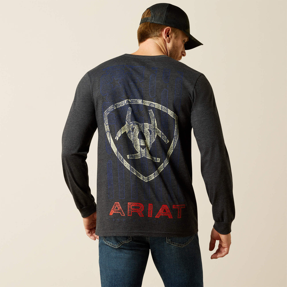 Ariat Stamped Freedom Classic Fit Long Sleeve T-Shirt Men - CHARCOAL HEATHER