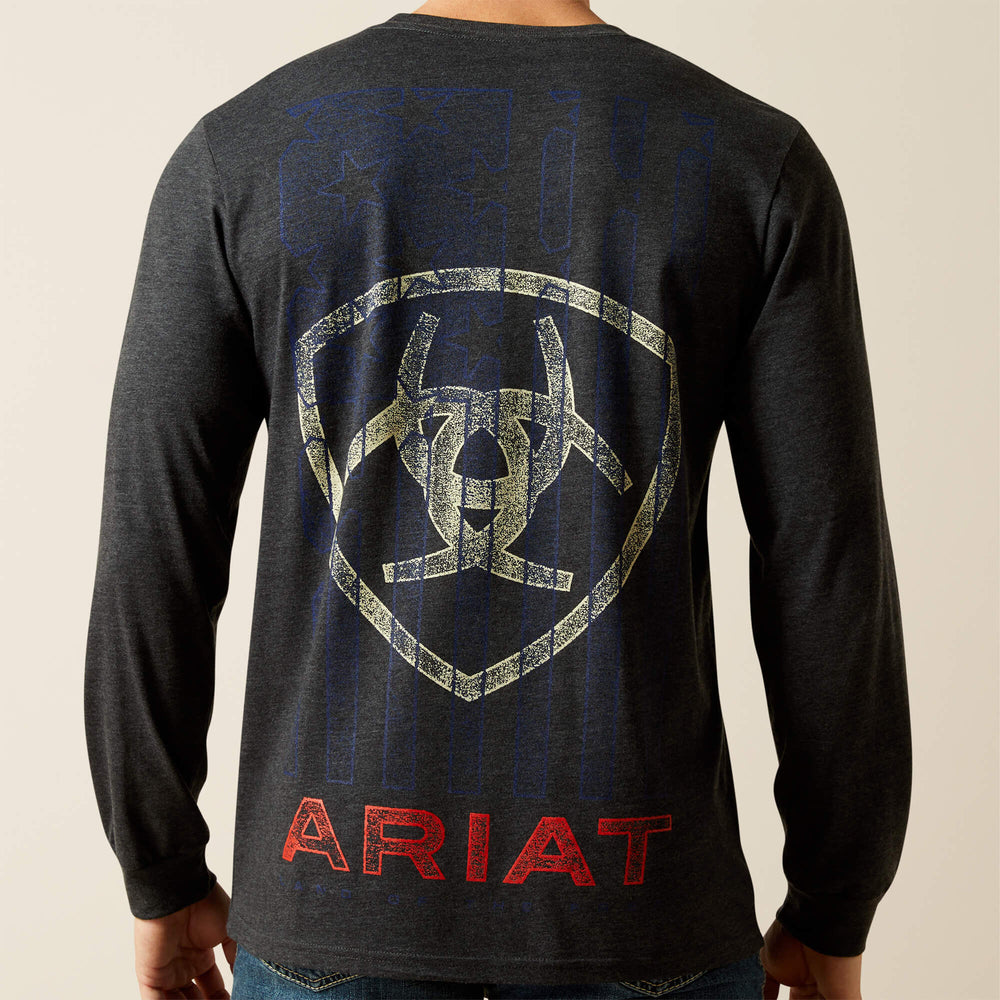 Ariat Stamped Freedom Classic Fit Long Sleeve T-Shirt Men - CHARCOAL HEATHER