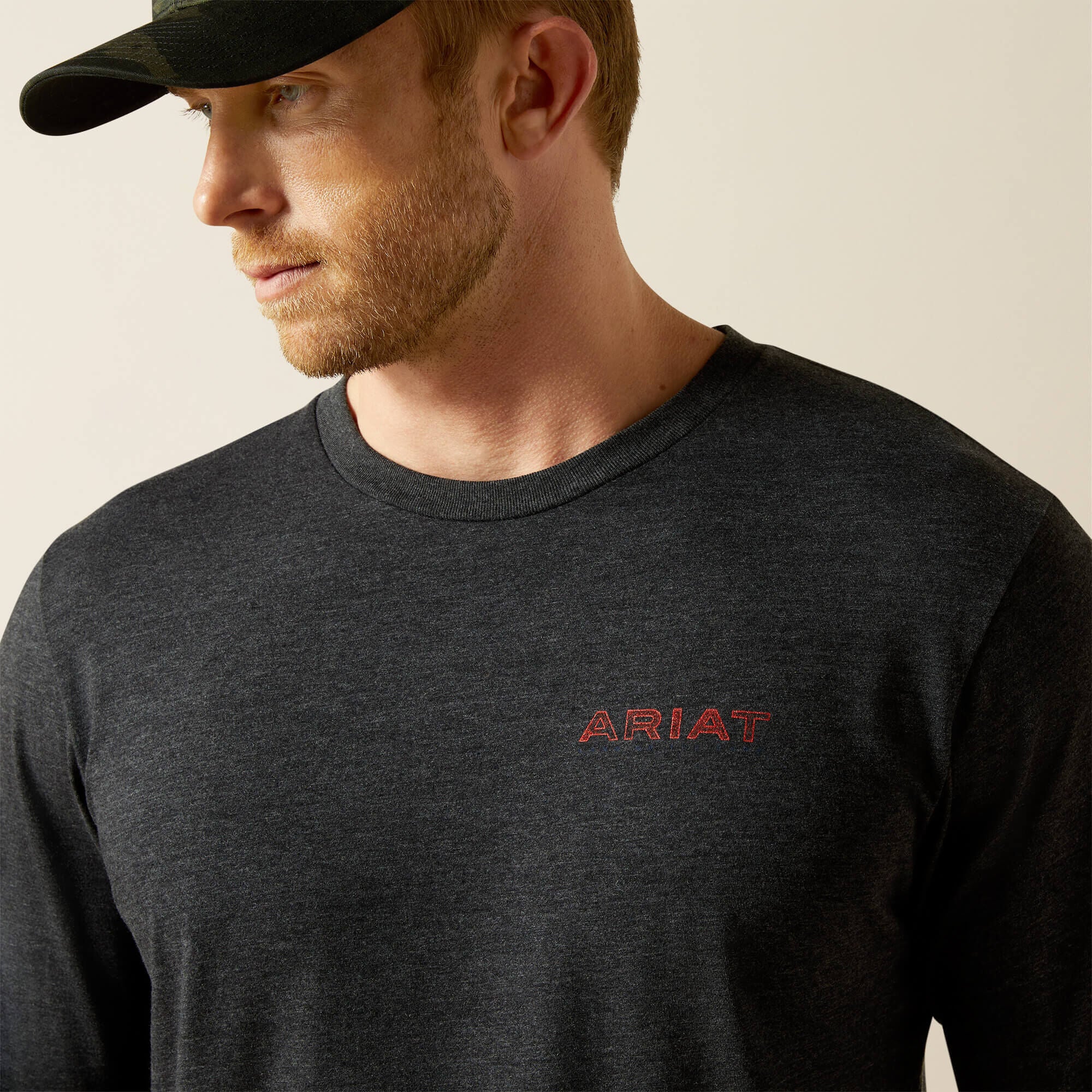 Ariat Stamped Freedom Classic Fit Long Sleeve T-Shirt Men - CHARCOAL HEATHER