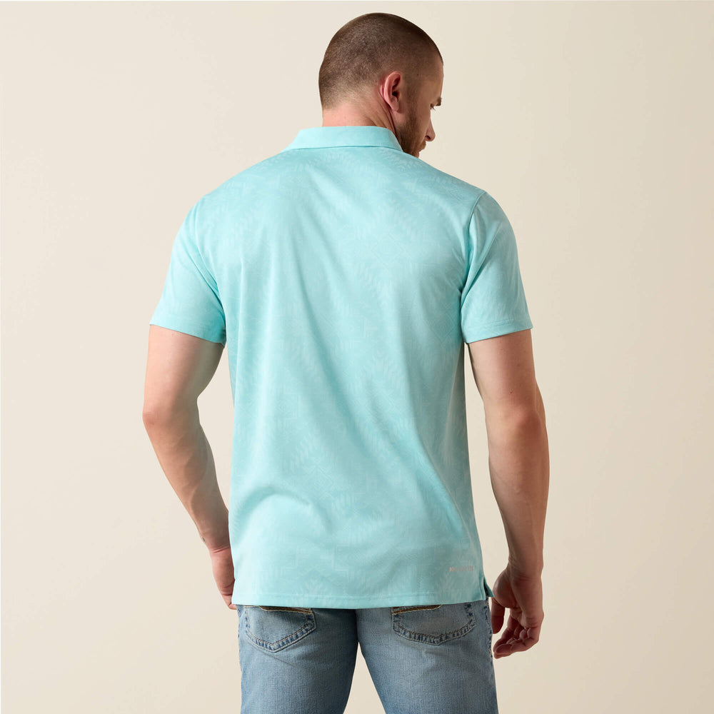Jacquard Printed Fitted Polo Men - AQUA
