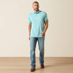Jacquard Printed Fitted Polo Men - AQUA