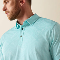 Jacquard Printed Fitted Polo Men - AQUA