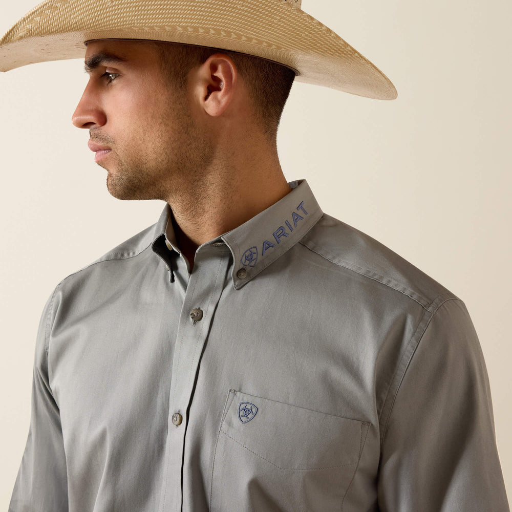Team Logo Lightweight Twill Fitted Shirt Men - GREY/KHAKI