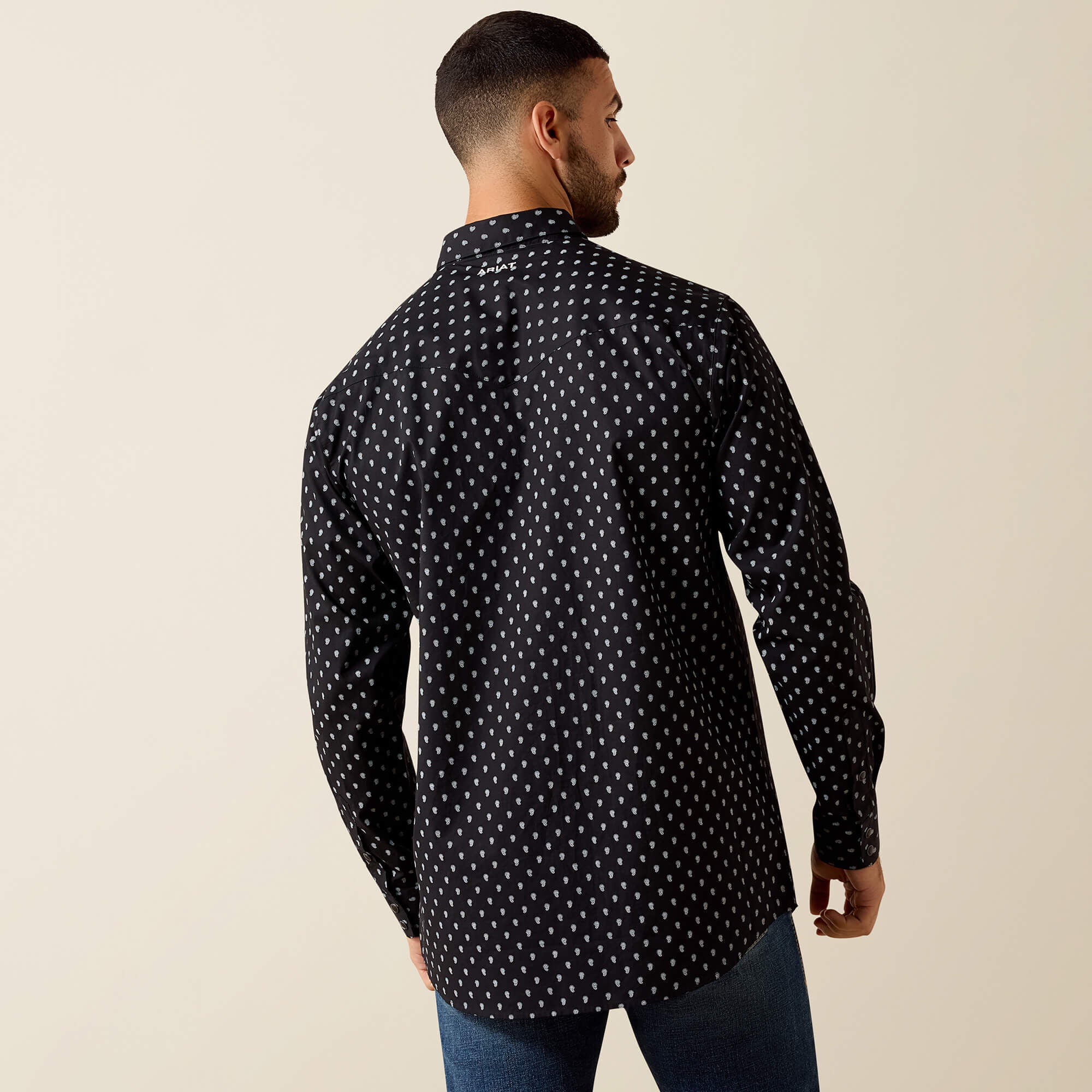 Truth Fitted Snap Shirt Men - BLACK PAISLEY PRINT