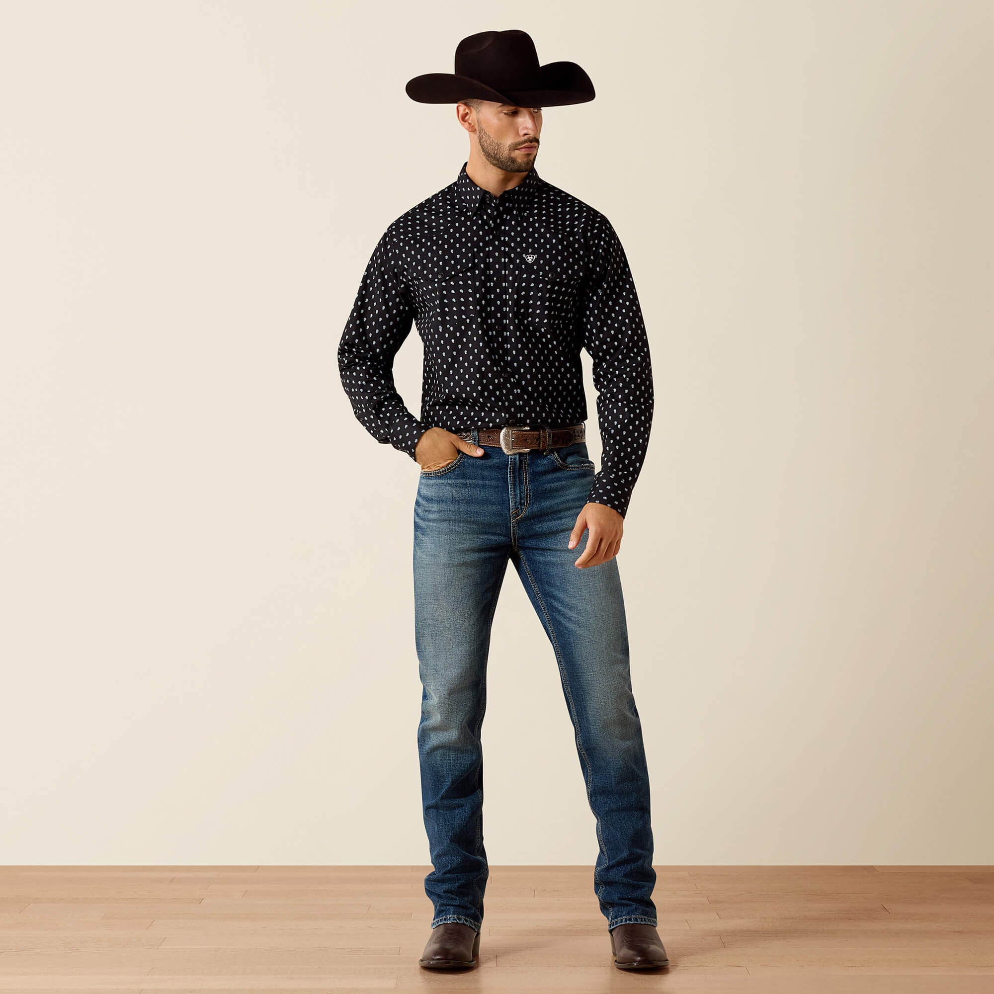 Truth Fitted Snap Shirt Men - BLACK PAISLEY PRINT