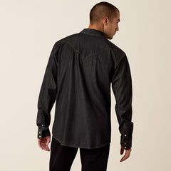 Retro Halford Fitted Snap Shirt Men - DARK GREY CHAMBRAY