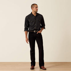 Retro Halford Fitted Snap Shirt Men - DARK GREY CHAMBRAY