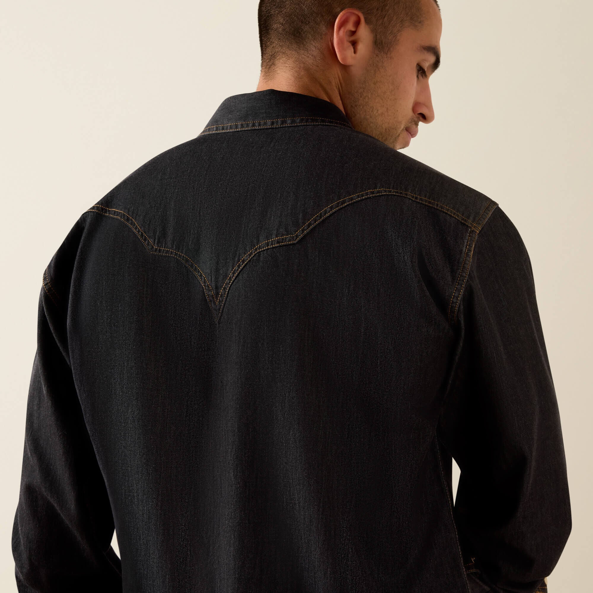 Retro Halford Fitted Snap Shirt Men - DARK GREY CHAMBRAY
