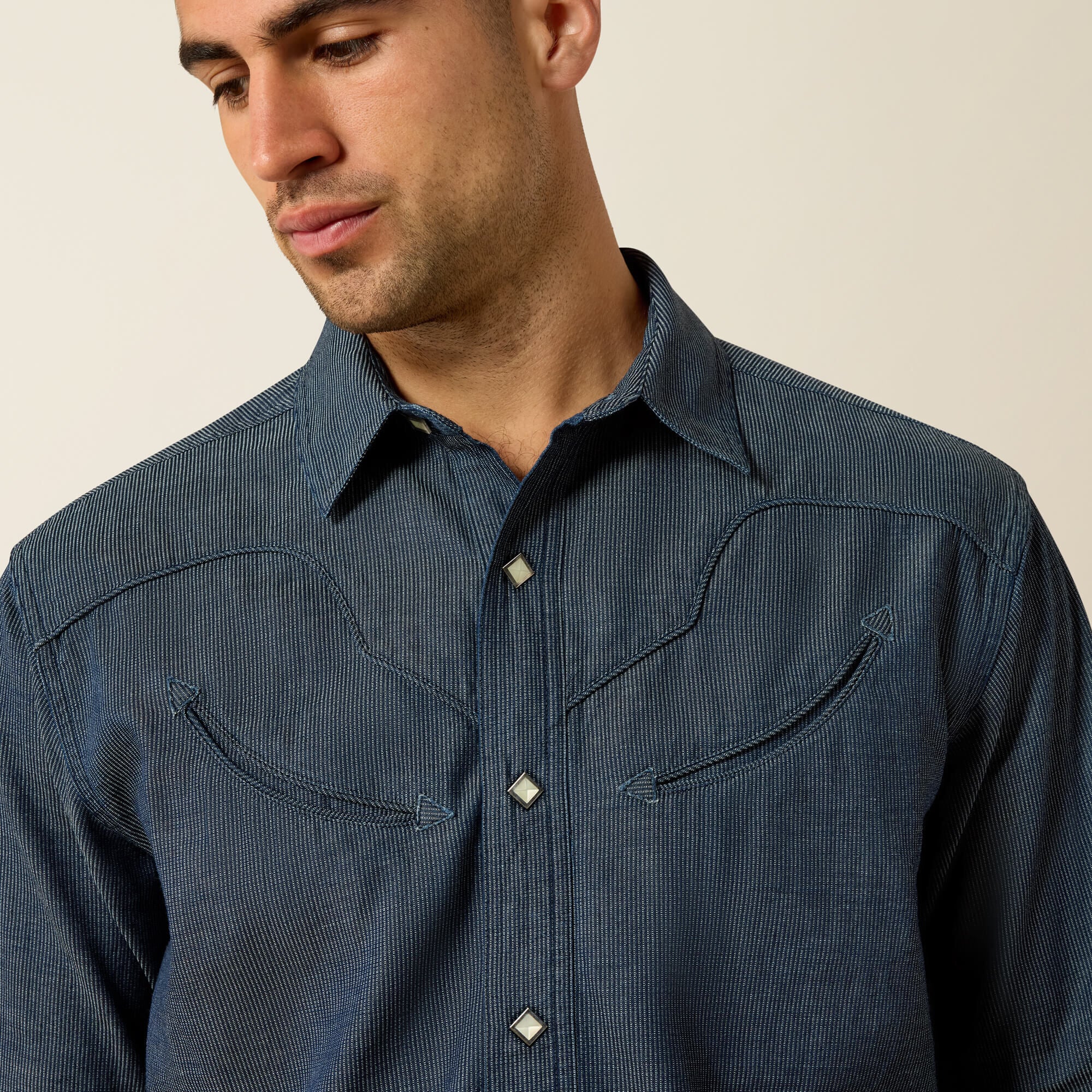 Retro Harlan Fitted Snap Shirt Men - NAVY