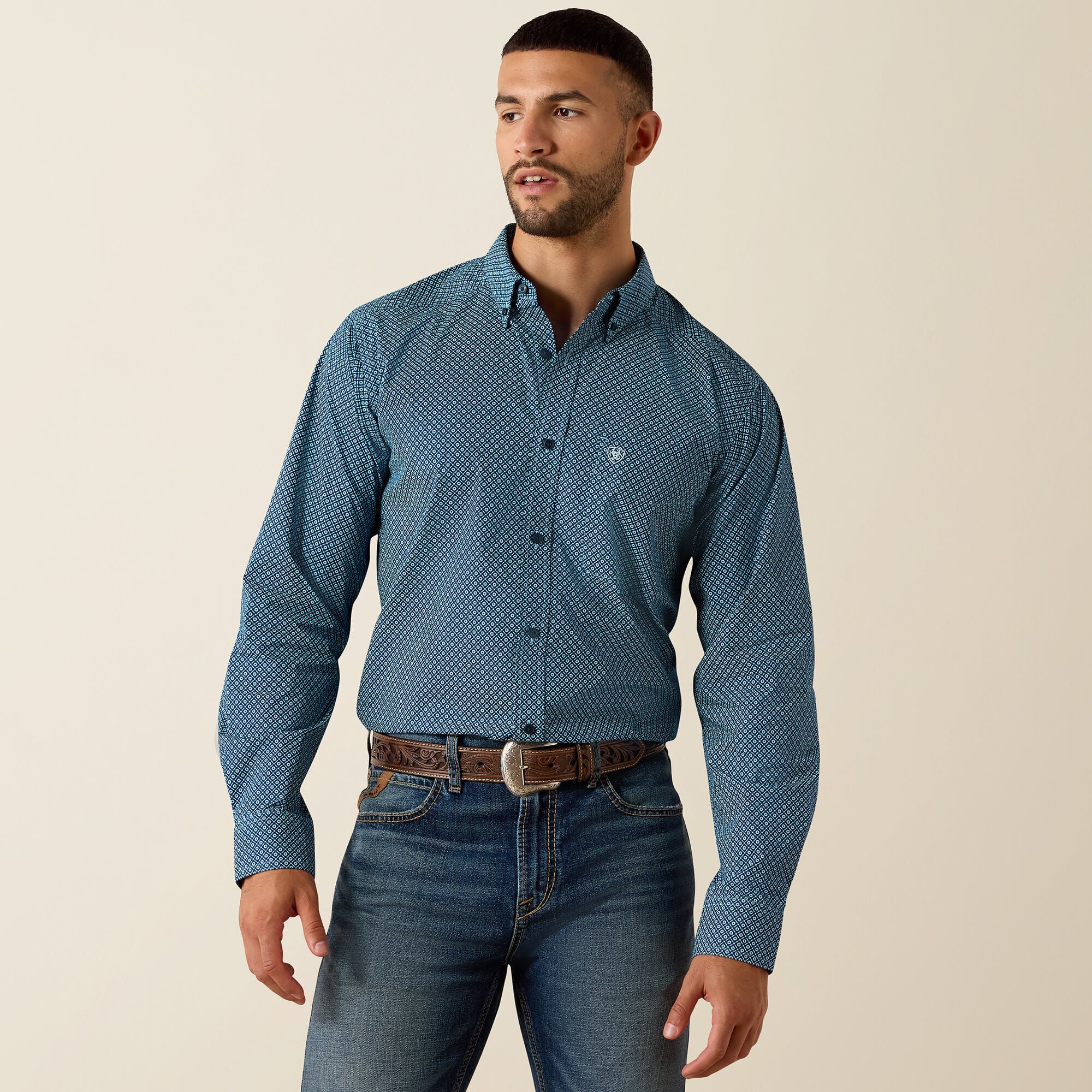 Jordi Fitted Shirt Men - POSEIDON GEO PRINT