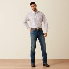 Tony Fitted Snap Shirt Men - WHITE GEO PRINT