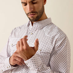 Tony Fitted Snap Shirt Men - WHITE GEO PRINT