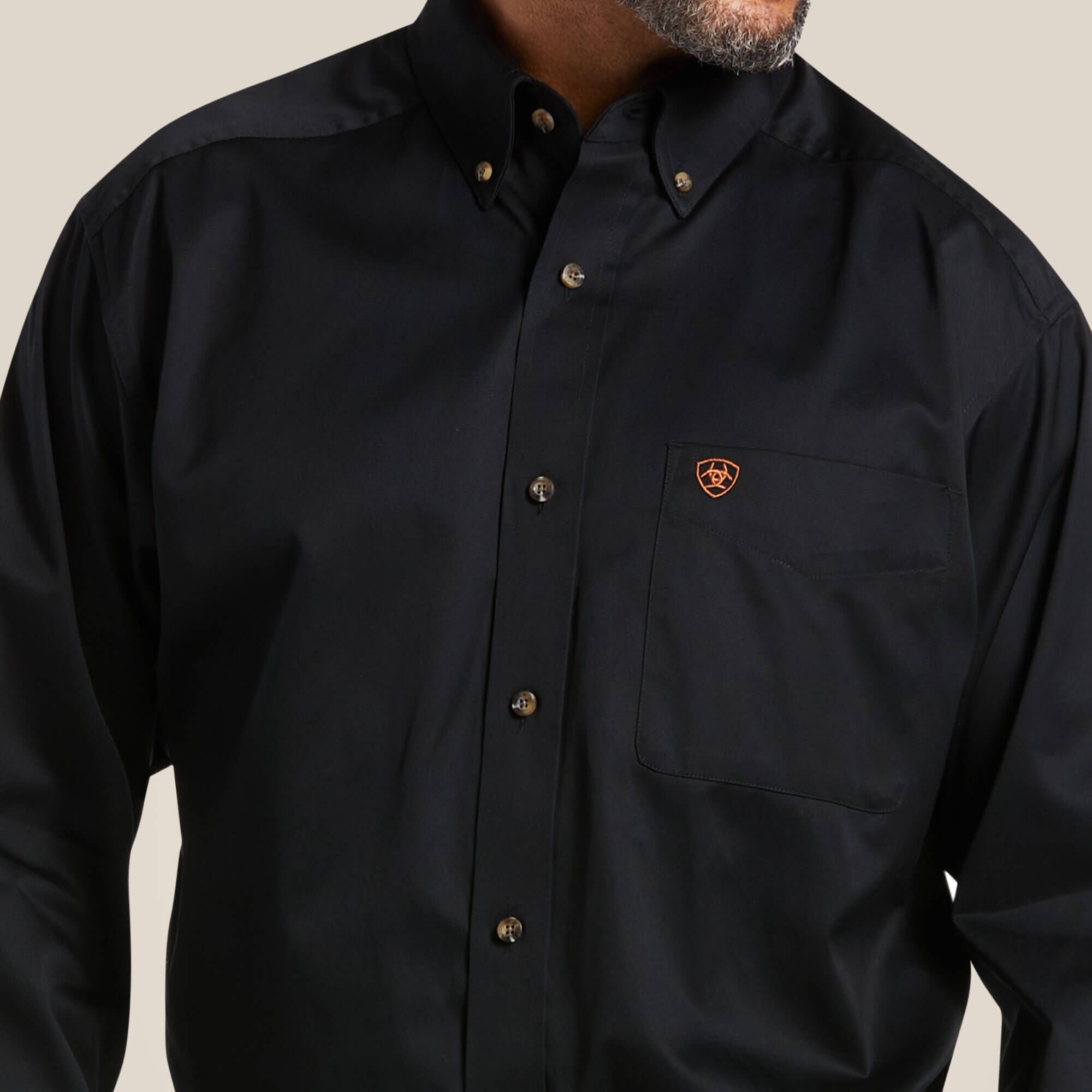 Solid Twill Classic Fit Shirt Men - BLACK
