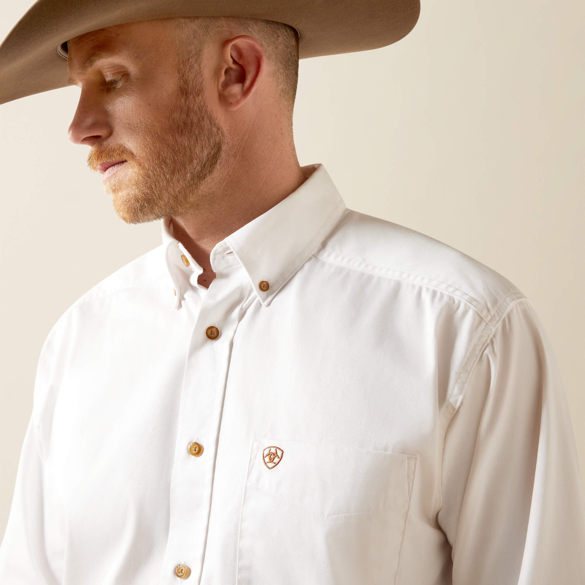 Solid Twill Classic Fit Shirt Men - WHITE