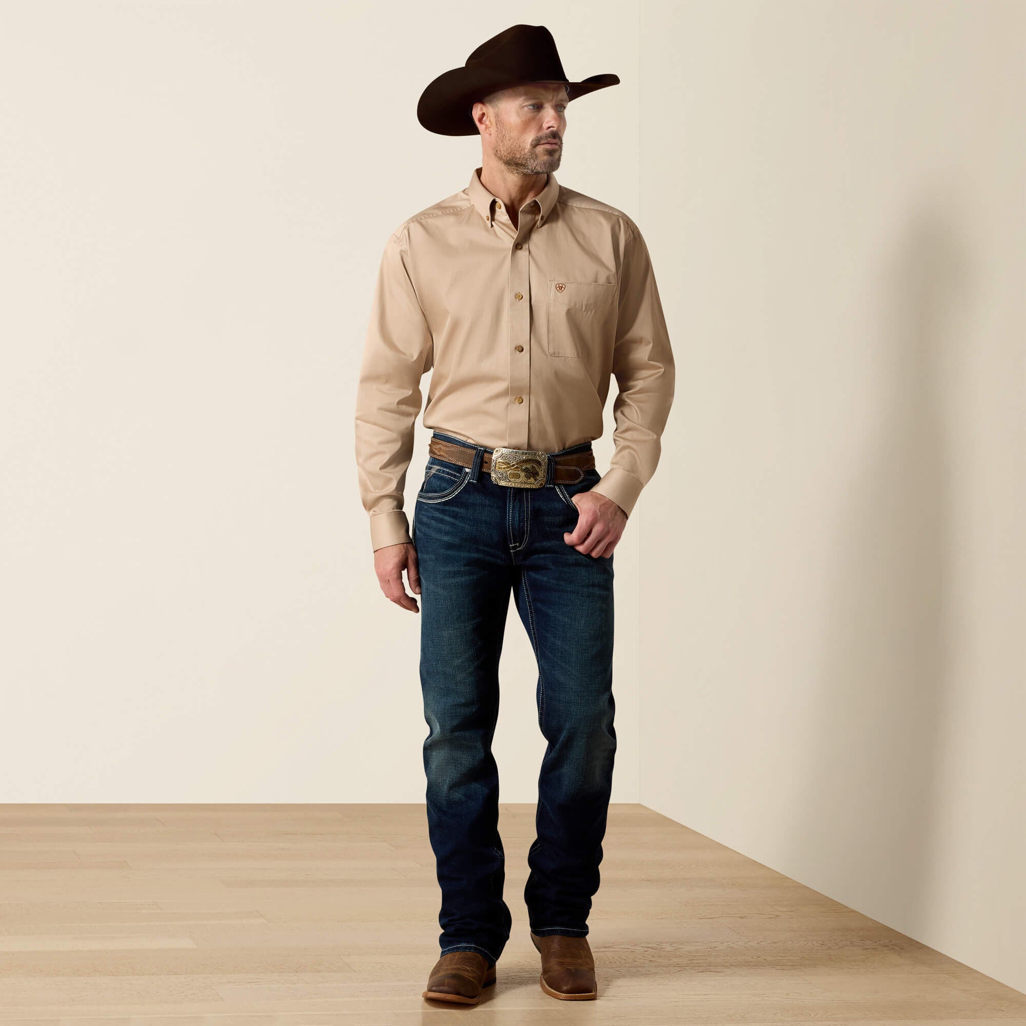 Solid Twill Classic Fit Shirt Men - KHAKI