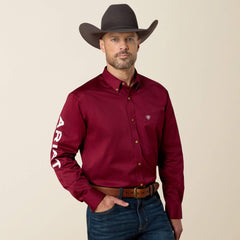 Team Logo Twill Classic Fit Shirt Men - BURGUNDY