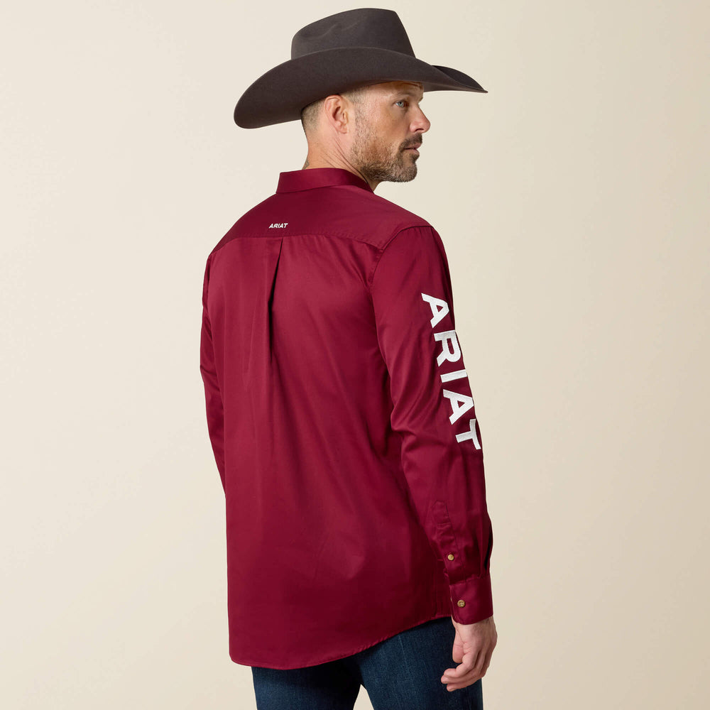 Team Logo Twill Classic Fit Shirt Men - BURGUNDY