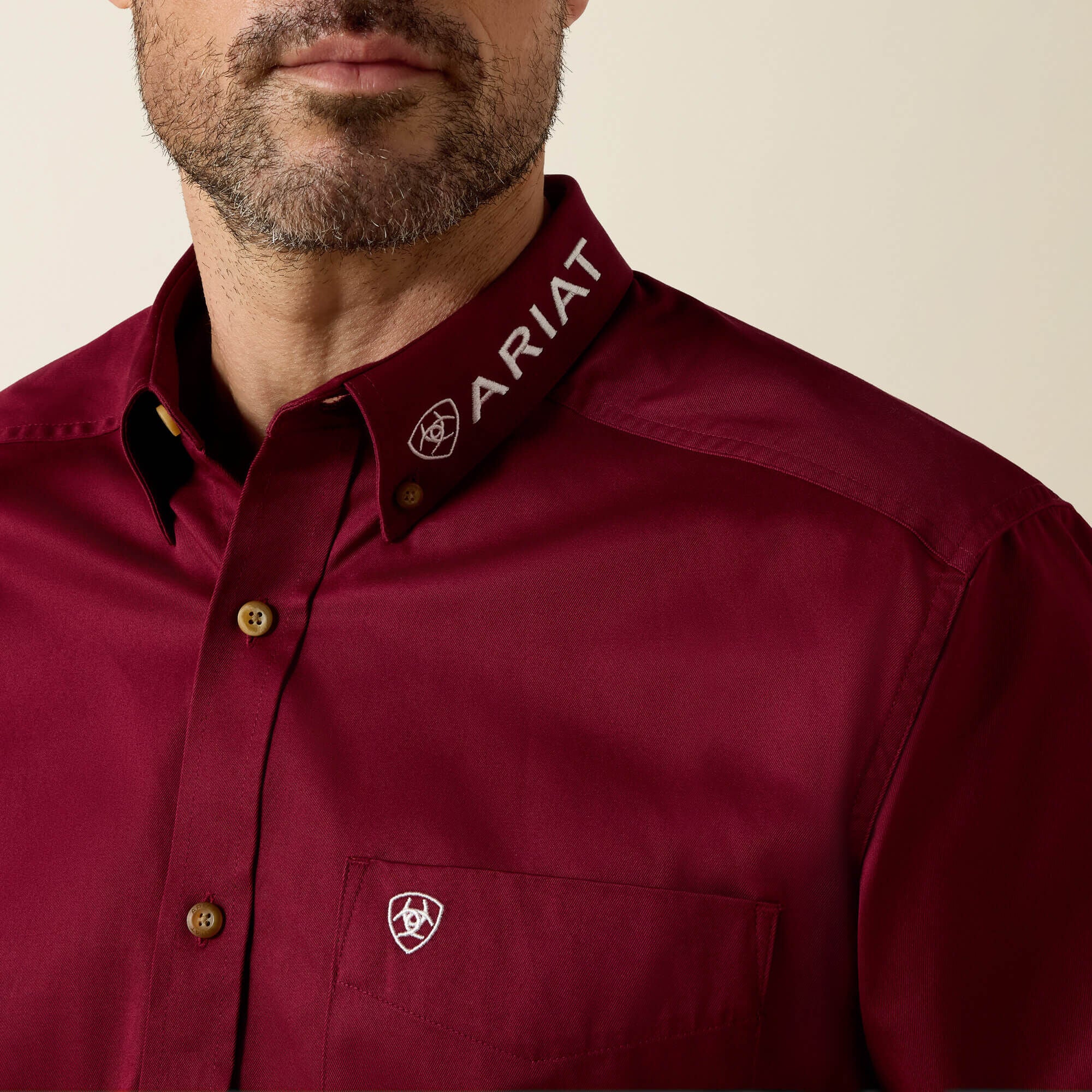 Team Logo Twill Classic Fit Shirt Men - BURGUNDY