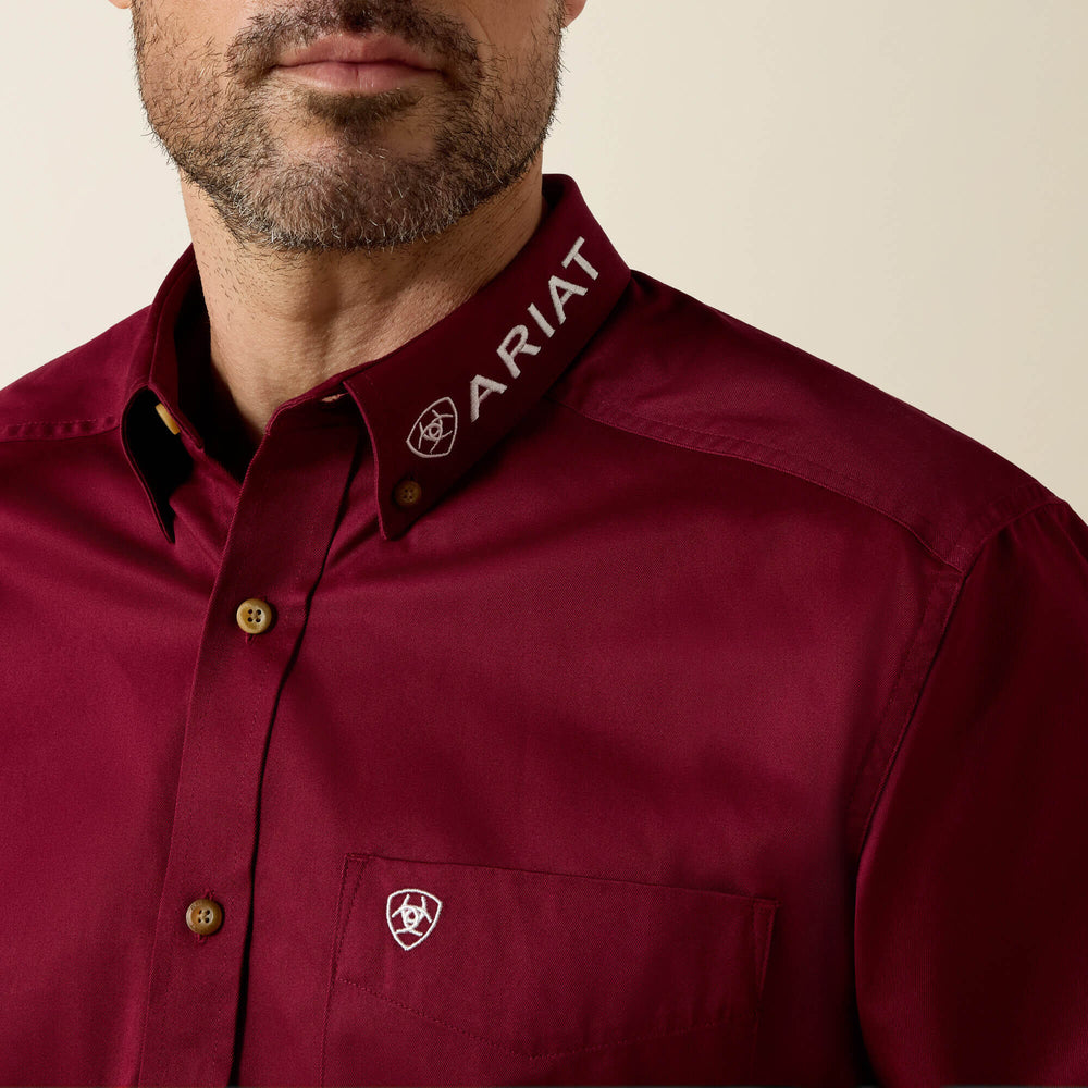 Team Logo Twill Classic Fit Shirt Men - BURGUNDY