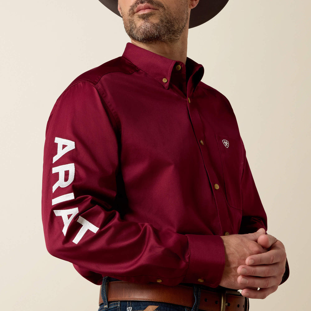 Team Logo Twill Classic Fit Shirt Men - BURGUNDY