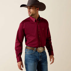 Solid Twill Classic Fit Shirt Men - BURGUNDY