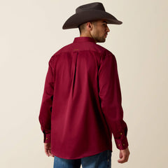 Solid Twill Classic Fit Shirt Men - BURGUNDY