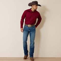 Solid Twill Classic Fit Shirt Men - BURGUNDY