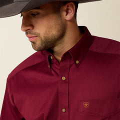 Solid Twill Classic Fit Shirt Men - BURGUNDY