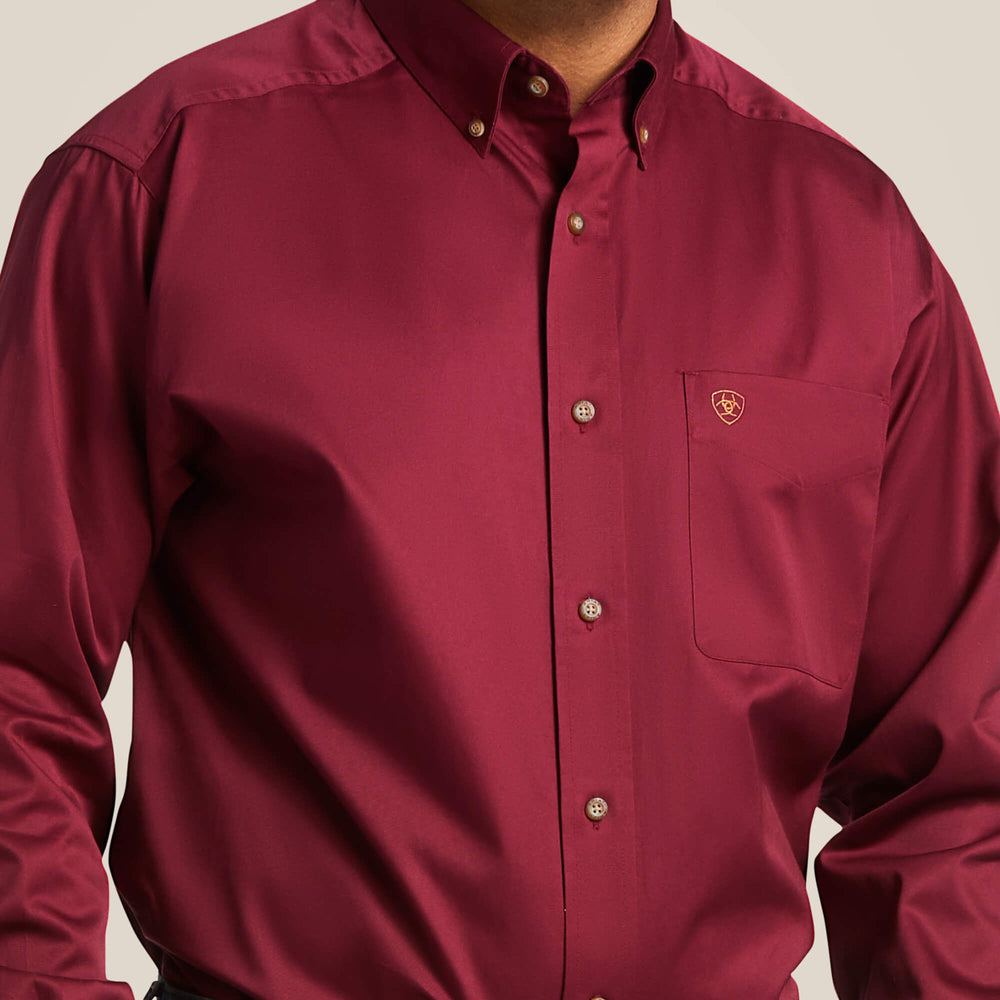 Solid Twill Classic Fit Shirt Men - BURGUNDY