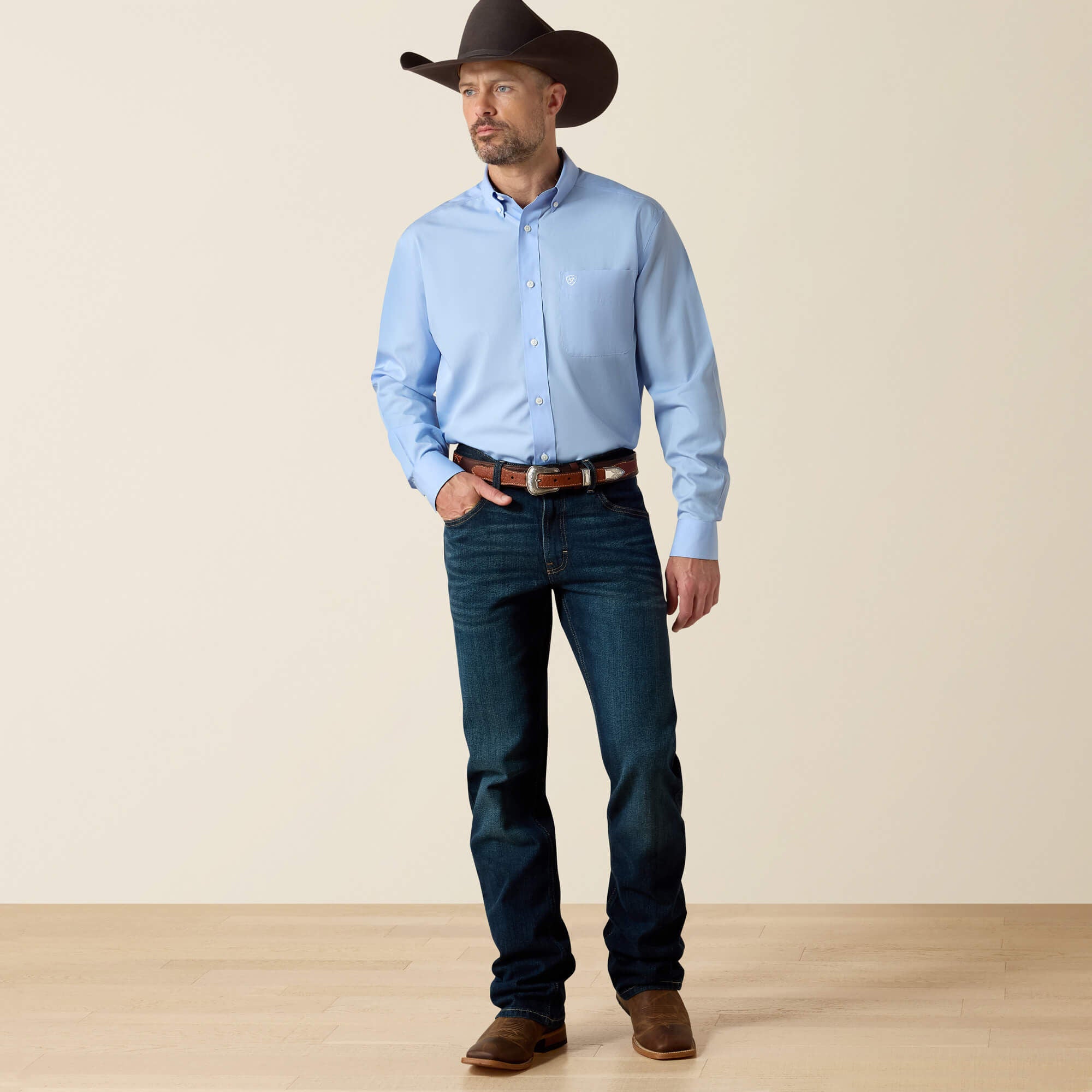 Wrinkle Free Solid Classic Fit Shirt Men - LIGHT BLUE