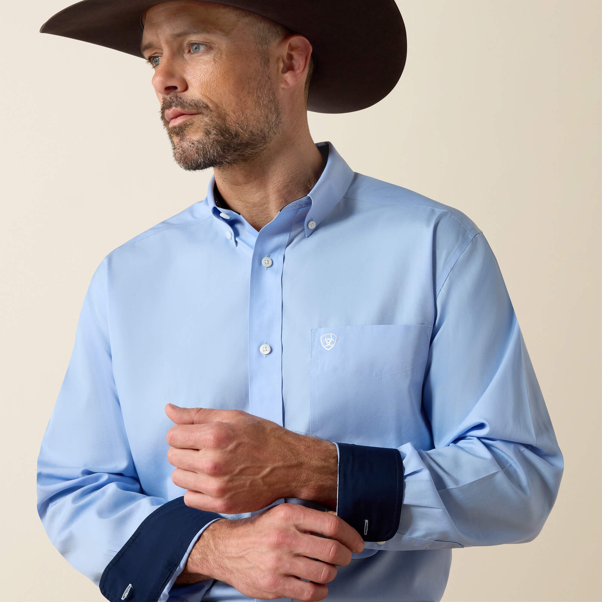 Wrinkle Free Solid Classic Fit Shirt Men - LIGHT BLUE